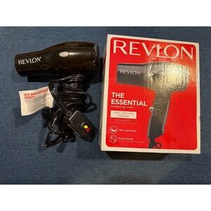 Revlon The Essential Compact Hair Dryer 1875 Watts Black Fast Drying Power‎